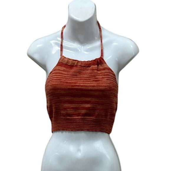 Motel Roena Crop Top In Space Dye Tangerine Strawberry size S - Picture 6 of 9